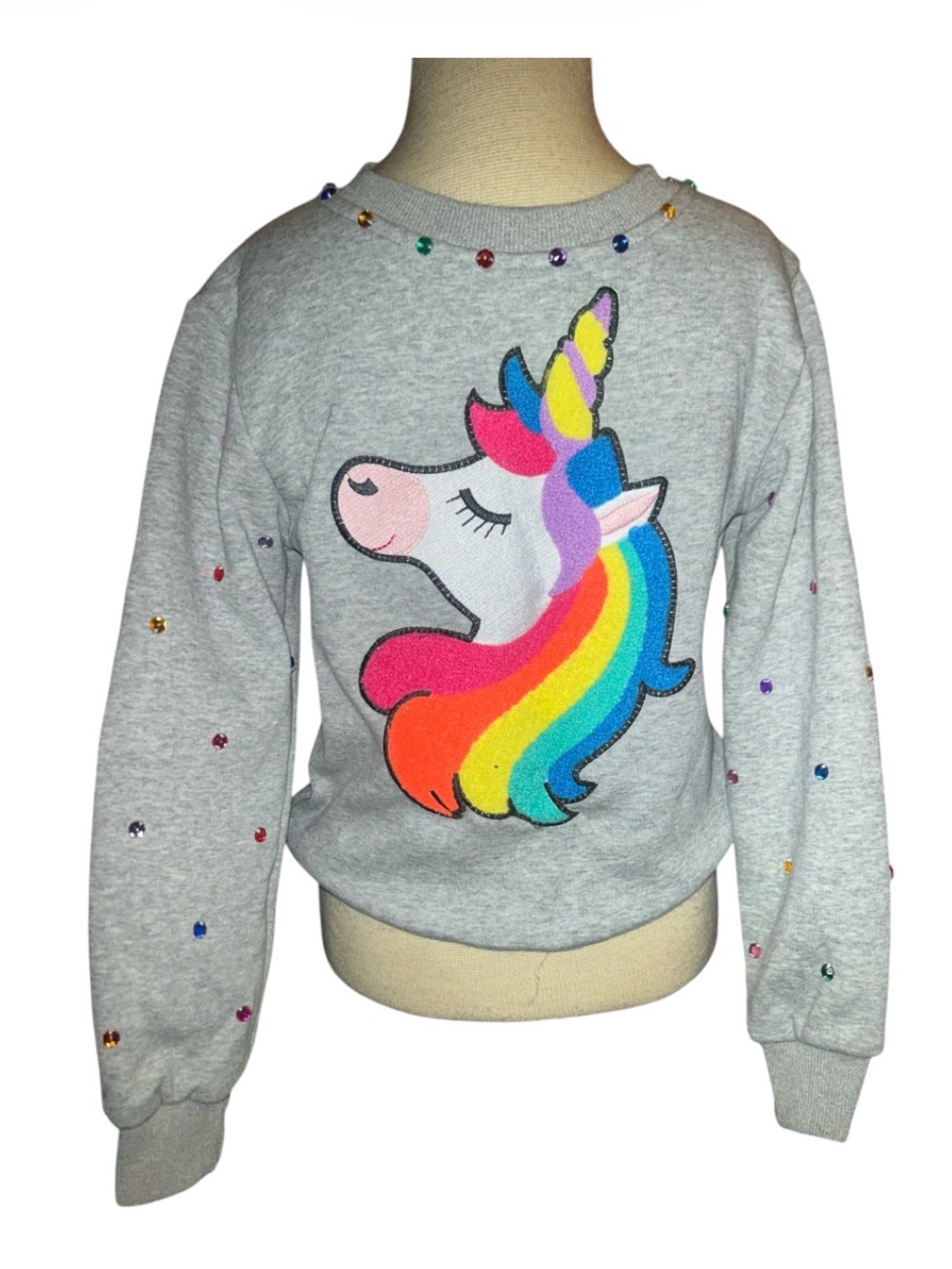 Lola and the Boys HAPPY UNICORN RAINBOW GEM SET Grey Sweatshirt & Leggings Set - Picture 6 of 14